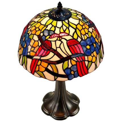 LOVEBIRDS FLORAL ANTIQUE BRONZE ACCENT TABLE LAMP