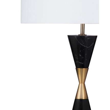 BLACK CONE SHAPED MARBLE TABLE LAMP