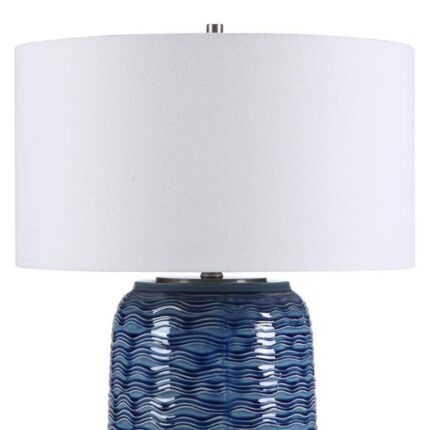 BLUE WAVY TEXTURE CERAMIC TABLE LAMP