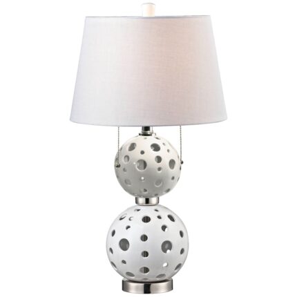 ENCORE STACKED SNOWBALL WHITE CERAMIC TABLE LAMP