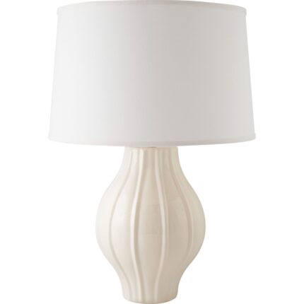 FLUTED GLOSS WHITE CERAMIC TABLE LAMP