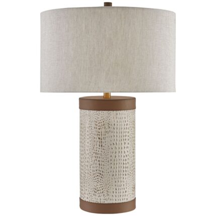BAPTISTE IVORY LEATHER TABLE LAMP