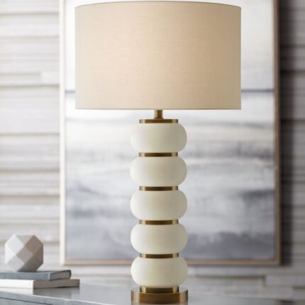 LUKO WHITE MUD BALLS CERAMIC TABLE LAMP