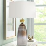 LUSTER OMBRE GLASS ANTIQUE BRASS TABLE LAMP