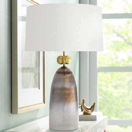 LUSTER OMBRE GLASS ANTIQUE BRASS TABLE LAMP
