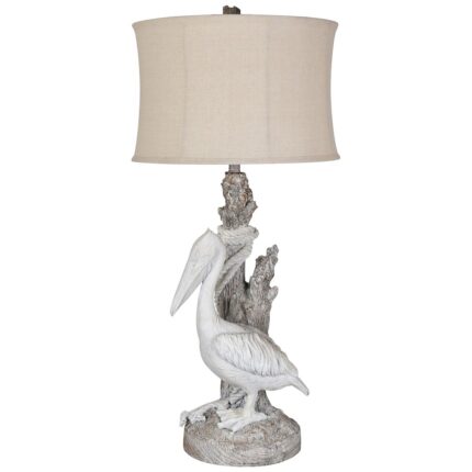 WHITE WASHED SAND STONE COASTAL TABLE LAMP