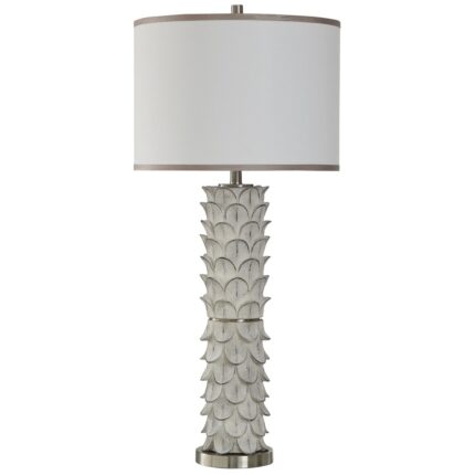 WHITE TRANSITIONAL WHITE SHADE TABLE LAMP