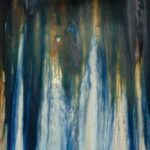AQUA BLUE ABSTRACT GLAZE CERAMIC TABLE LAMP