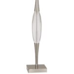 NICKEL AND CRYSTAL TABLE LAMP WITH PEARL SHADE