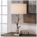 ANTIQUED GOLD TREE BRANCH METAL TABLE LAMP