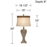 TABLE LAMP WITH FLORENTINE SCROLL TRIM SHADE