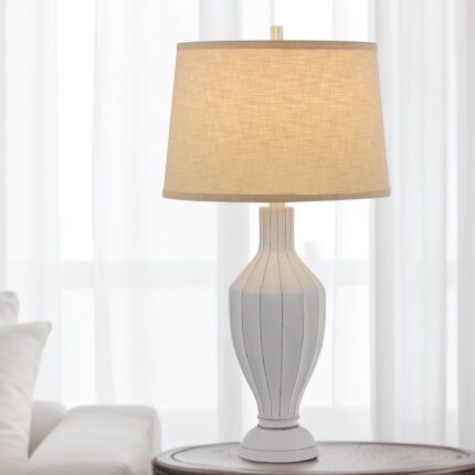 BEIGE AND WHITE TABLE LAMP