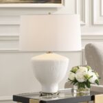 HIGH WHITE CERAMIC TABLE LAMP