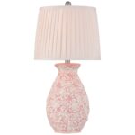 PINK AND WHITE FLOWERS CERAMIC TABLE LAMP
