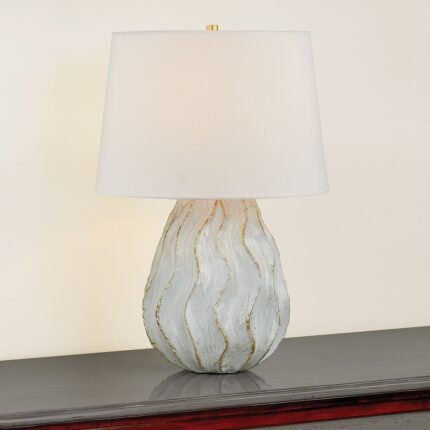 BRASS AND CERAMIC SEA SALT TABLE LAMP
