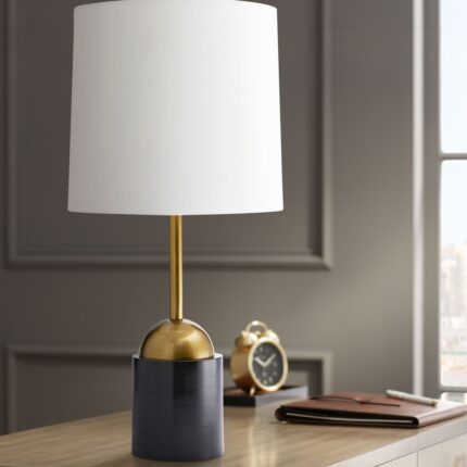BLACKENED BRONZE ANTIQUE TABLE LAMP