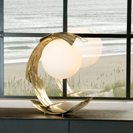 BRASS TABLE LAMP WITH OPAL GLASS