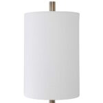 BRASS STEEL AND WHITE MARBLE BUFFET LAMP