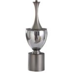SMOKED GLASS MATTE PEWTER METAL TABLE LAMP