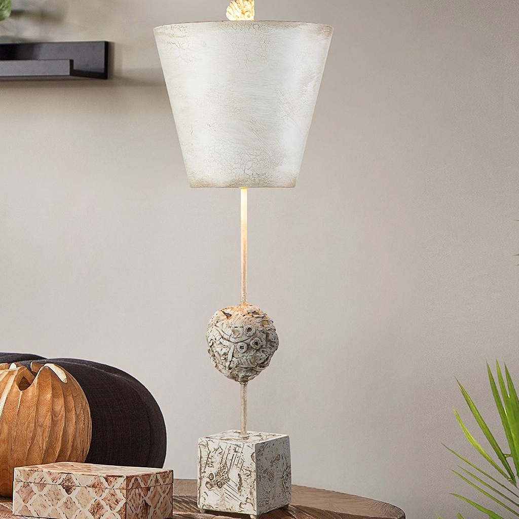 413_image2 WHITE METAL SCULPTED TABLE LAMP