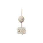 WHITE METAL SCULPTED TABLE LAMP