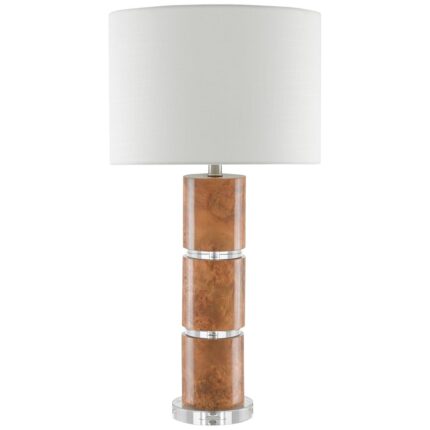 BIRDSEYE MAPLE VENEER COLUMN TABLE LAMP