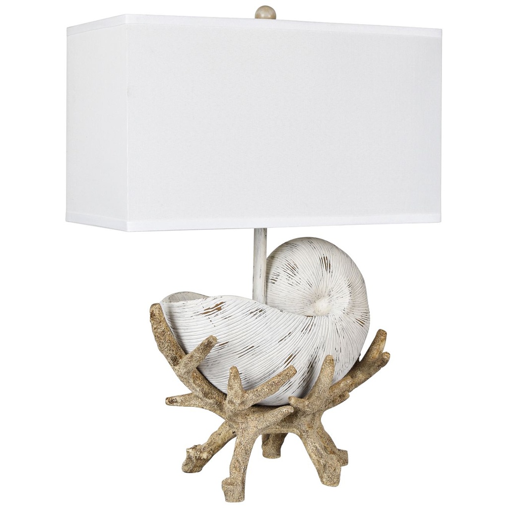 435_image1 ANTIQUE WHITE AND RUSTY WOOD TABLE LAMP