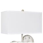 ANTIQUE WHITE AND RUSTY WOOD TABLE LAMP