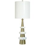 ANTIQUE BRASS WHITE SHADE TABLE LAMP