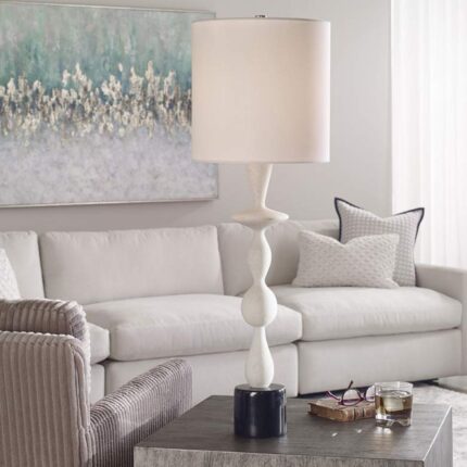 INVERSE WHITE PEDESTAL TABLE LAMP