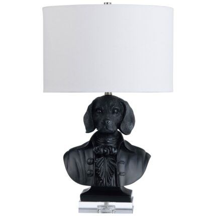 RESIN AND CRYSTAL BLACK TABLE LAMP
