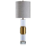 BRASS FINISH AND CRYSTAL TABLE LAMP