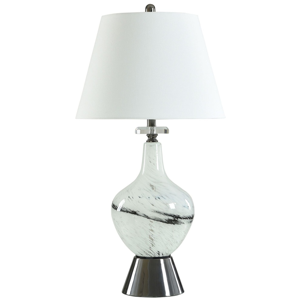 image_1_1024 BLACK GLASS TABLE LAMP WITH WHITE SHADE