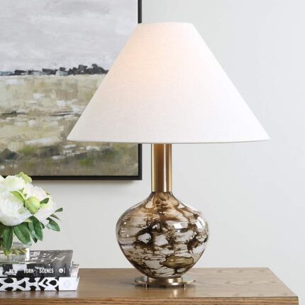 Dark Brown Pattern Glass Table Lamp