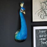 Peacock Wall Art — vibrant bird sculpture with intricate feather detailing for modern living room wall decor