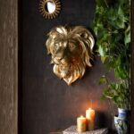 Lion Head Wall Art — bold gold decor for walls and living room modern wall decor, H48.5cm