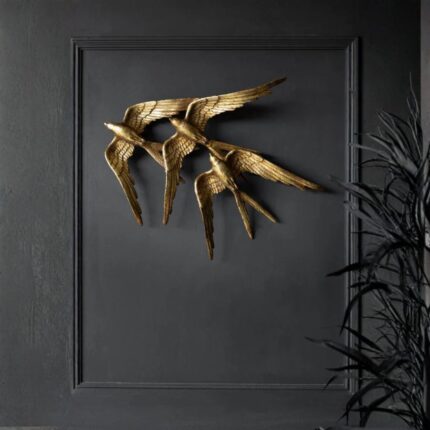 GOLDEN SWALLOWS BIRD WALL HANGING