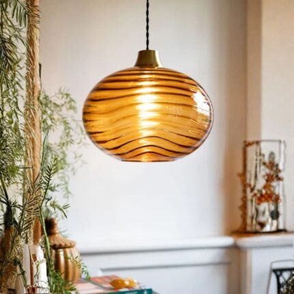 SWIRLED GLASS EASYFIT CEILING LIGHT SHADE IN GREEN