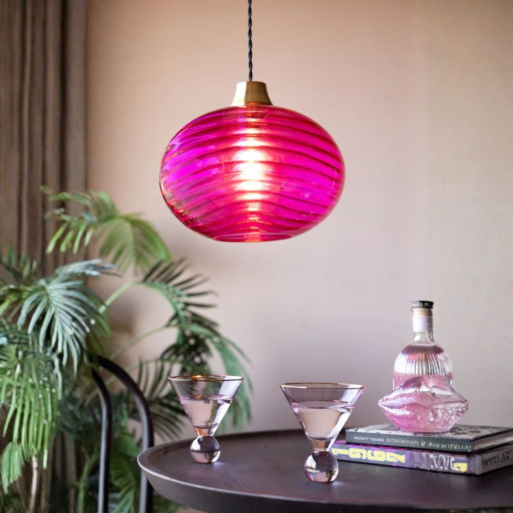 1 SWIRLED GLASS EASYFIT CEILING LIGHT SHADE IN PINK