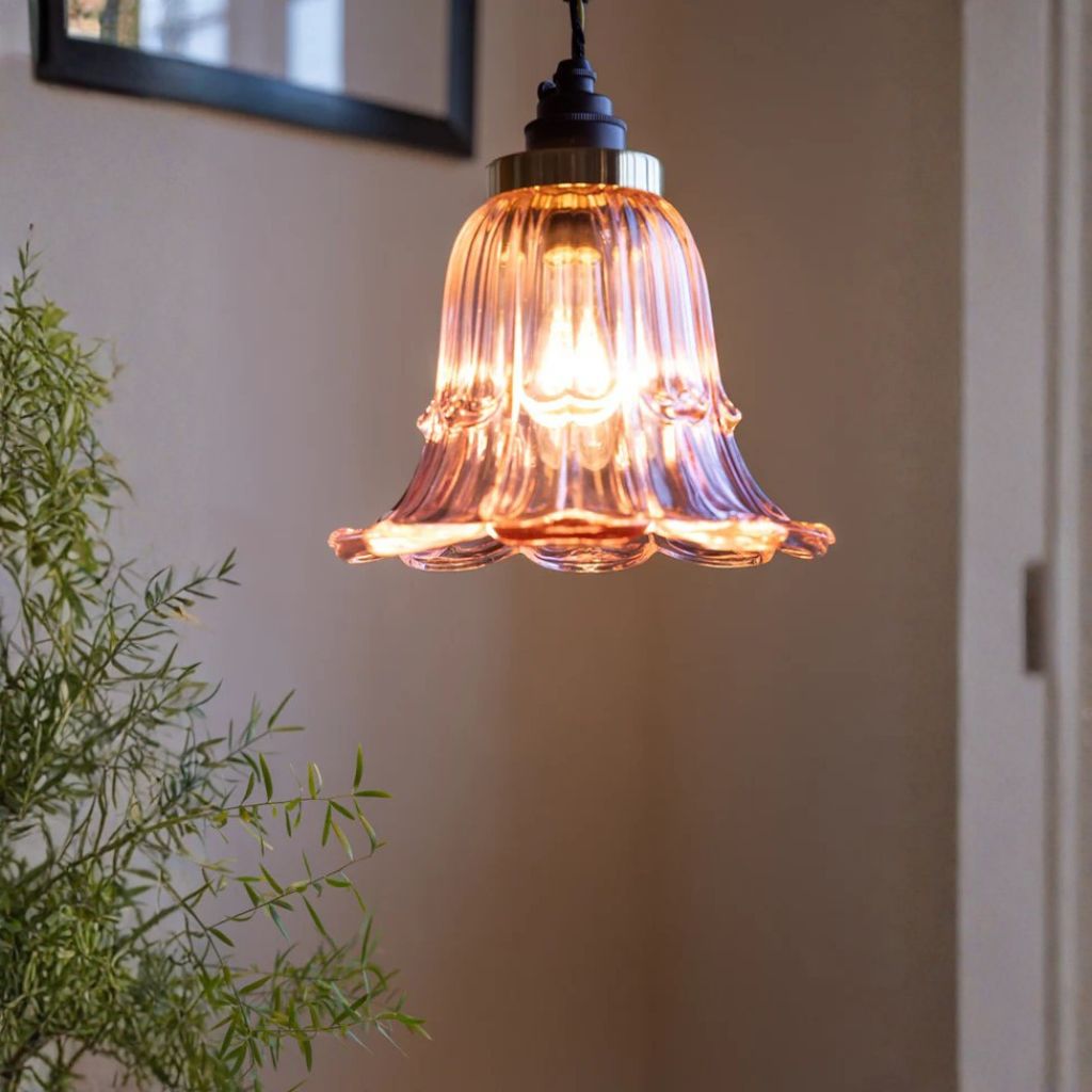 1 PALE PINK VINTAGE STYLE GLASS EASYFIT CEILING LIGHT SHADE