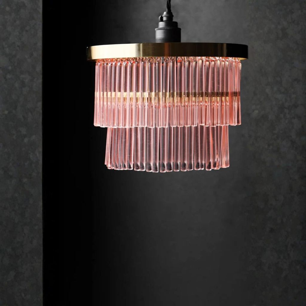 1 PINK TIERED GLASS EASYFIT CEILING LIGHT SHADE