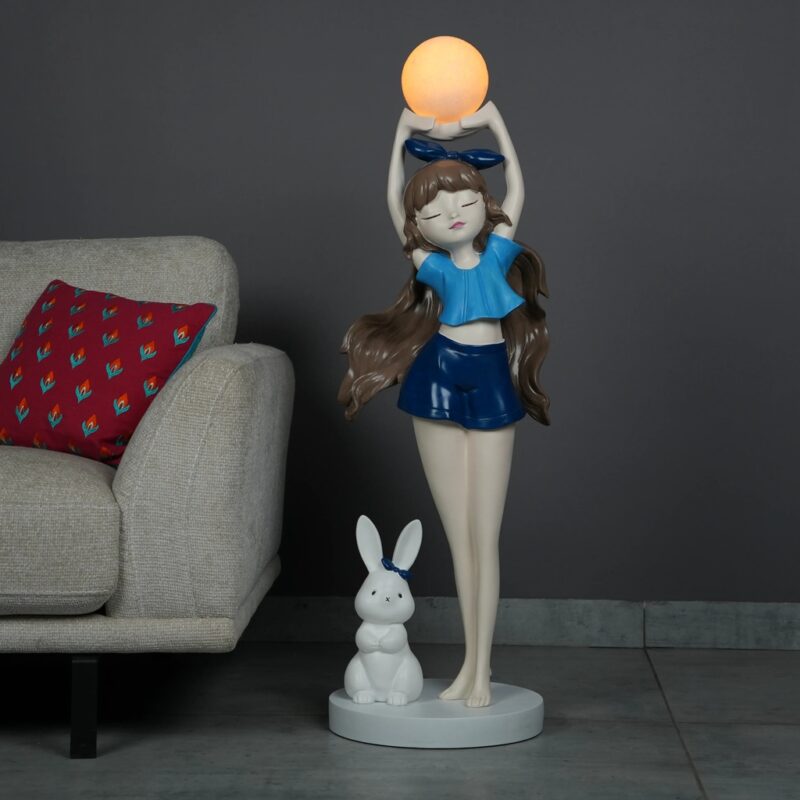 BLUE BUNNY GLOW GIRL LAMP