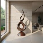 FARMHOUSE ABSTRACT SCULPTURE FOR GARDEN WALNUT