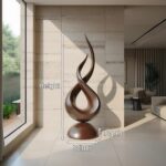 FARMHOUSE ABSTRACT SCULPTURE FOR GARDEN WALNUT