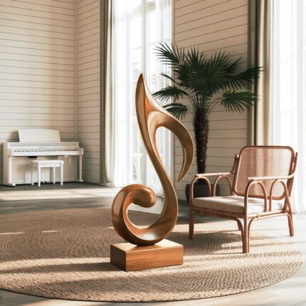 MID CENTURY ABSTRACT SCULPTURE OAK