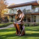 FARMHOUSE WOODEN SCULPTURE BROWN