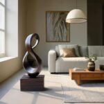 FARMHOUSE LARGE WOODEN SCULPTURE WALNUT
