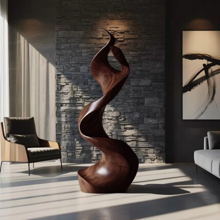 RUSTIC LARGE WOODEN SCULPTURE WALNUT