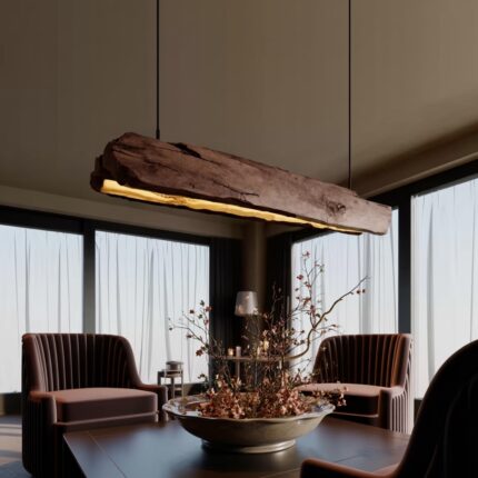 RUSTIC LOG BEAM PENDANT LIGHTING WALNUT