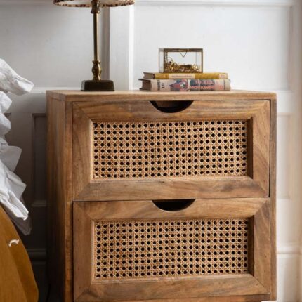 RATTAN DRAWER BEDSIDE TABLE